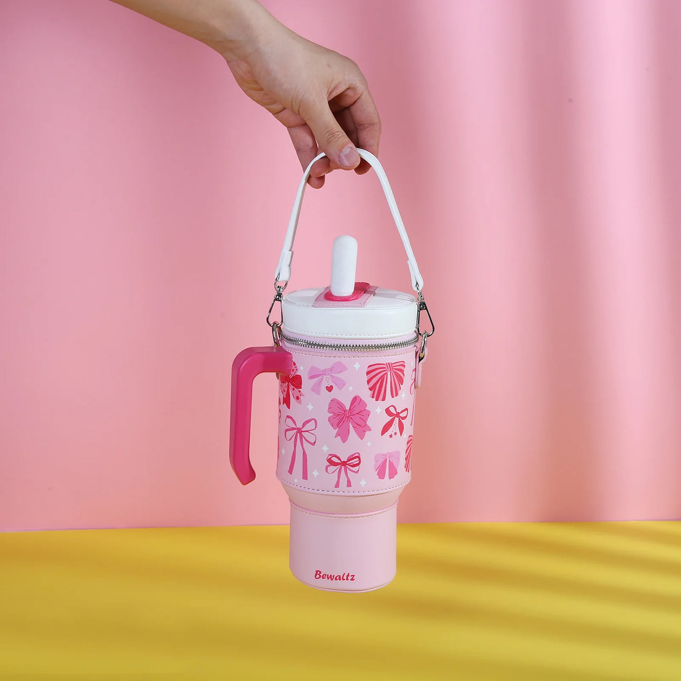 Take A Sip Water Cup-Elegant Bows Pink Crossbody
