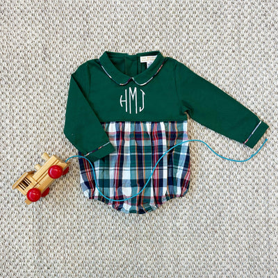 Grier Green with Field Park Plaid Long Sleeve Bradford Bubble