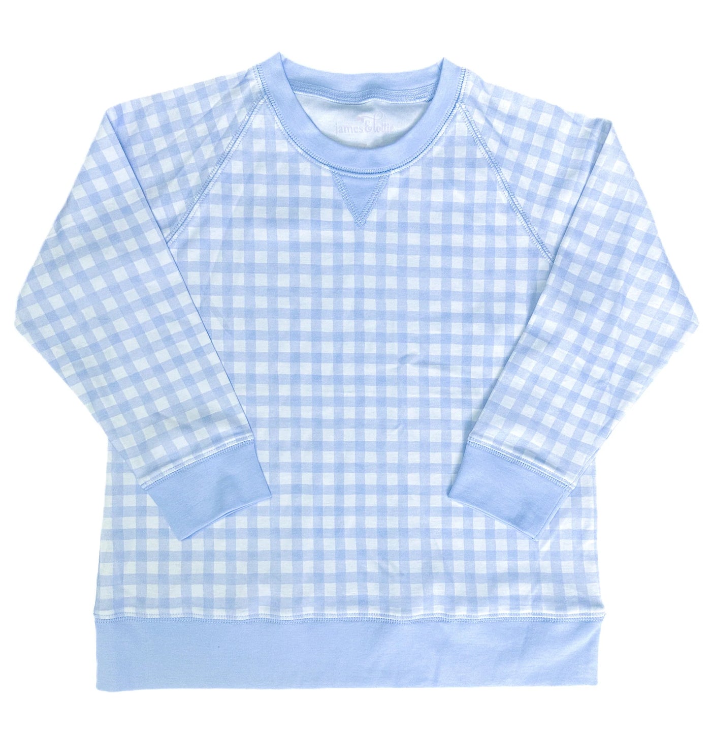Basics Sidney Knit Sweatshirt, Blue Gingham