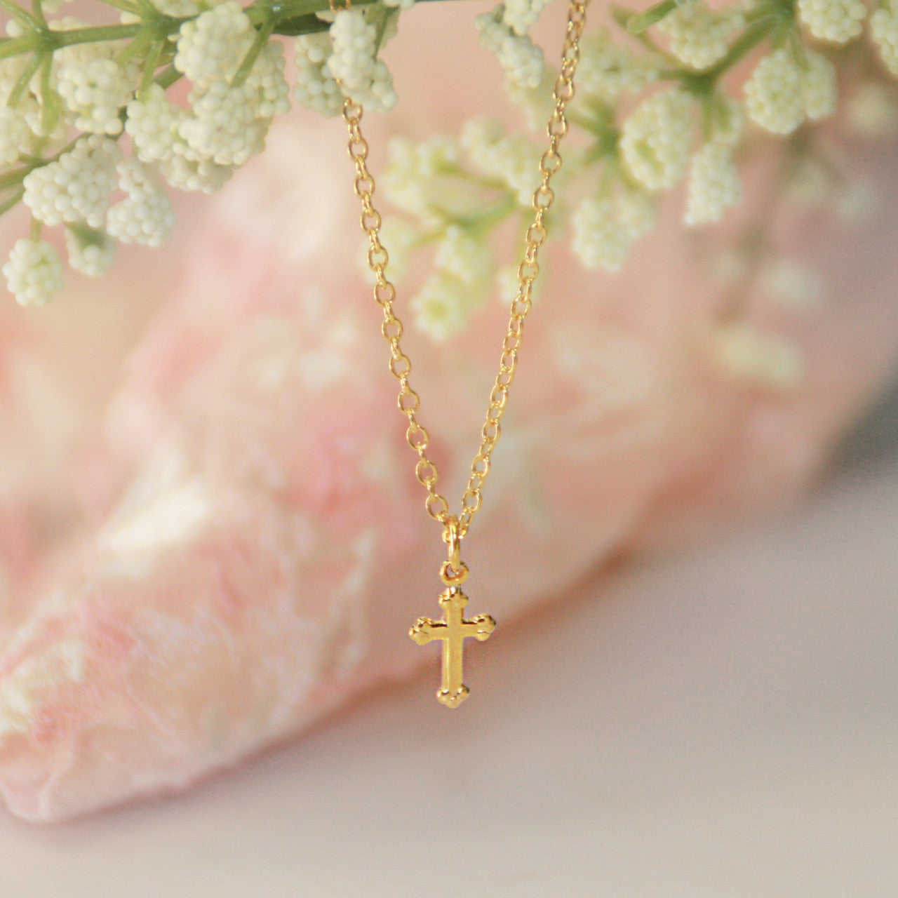 Classic Baby Cross Necklace Gold