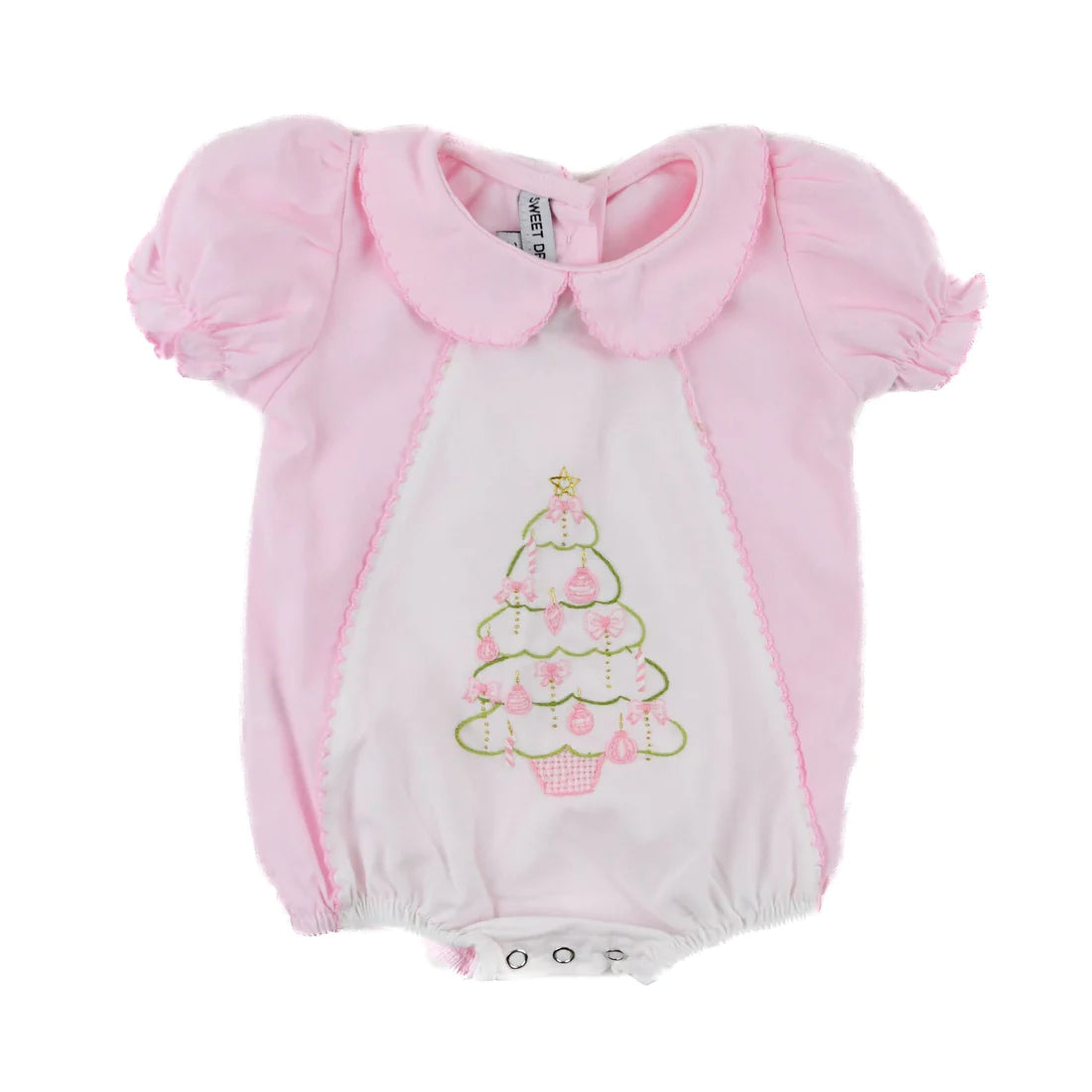 Pink Embroidered Christmas Tree Bubble