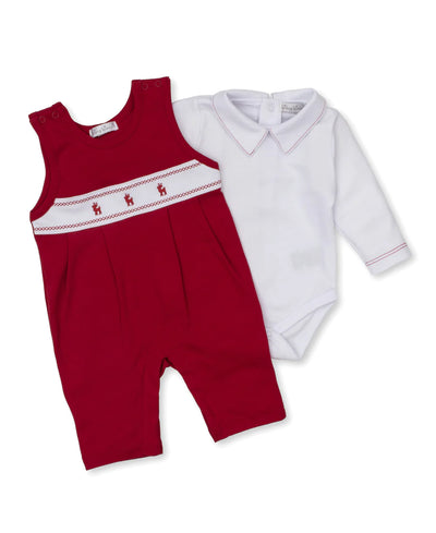 Red and White Classic Treasures Holiday Overall Set