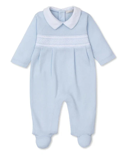 CLB Punto Ingles Light Blue hand smocked Footie/Gown