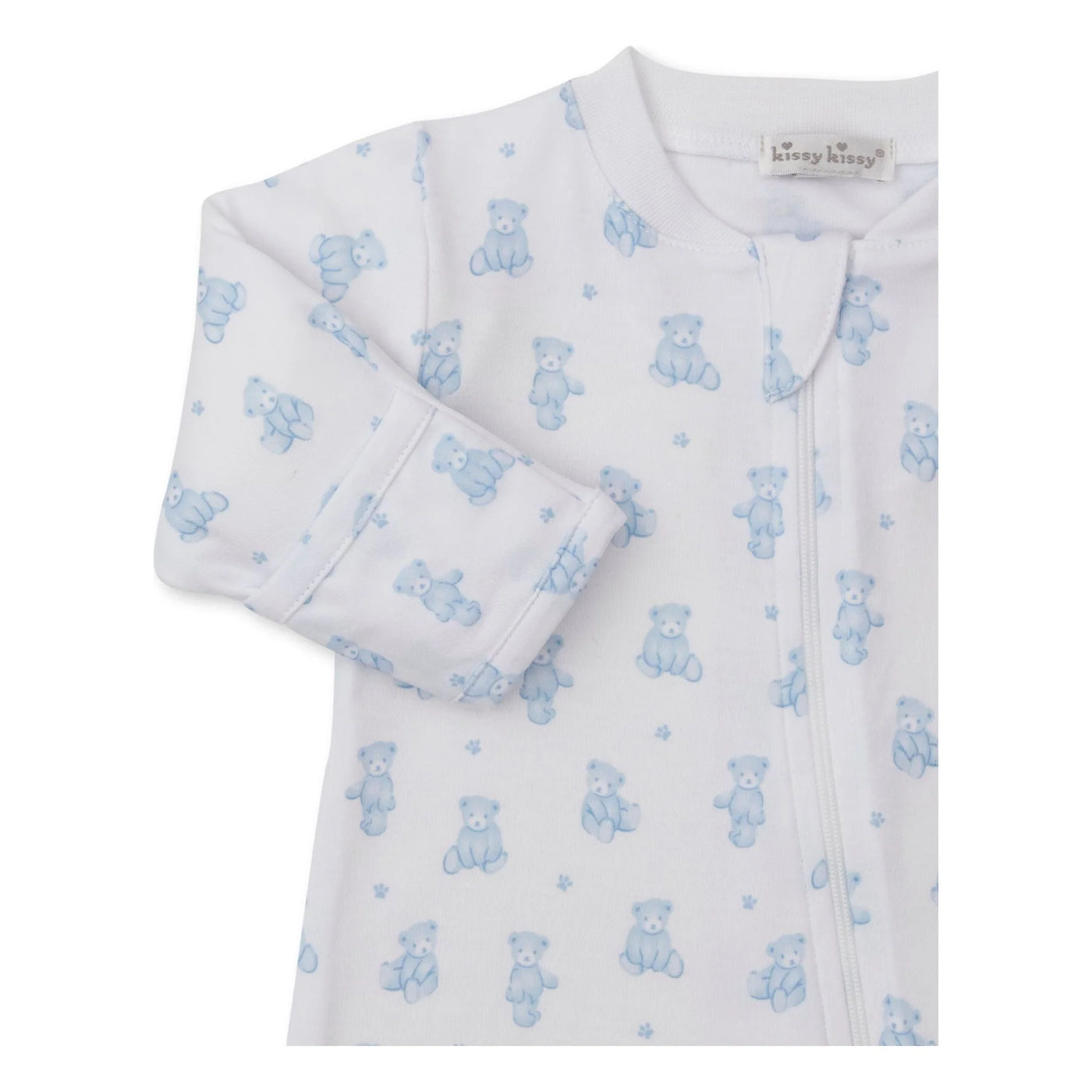 Light Blue Teddy Bear Time Zip Footie