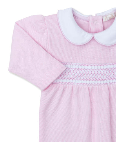 CLB Punto Ingles Pink Footie with Hand Smock