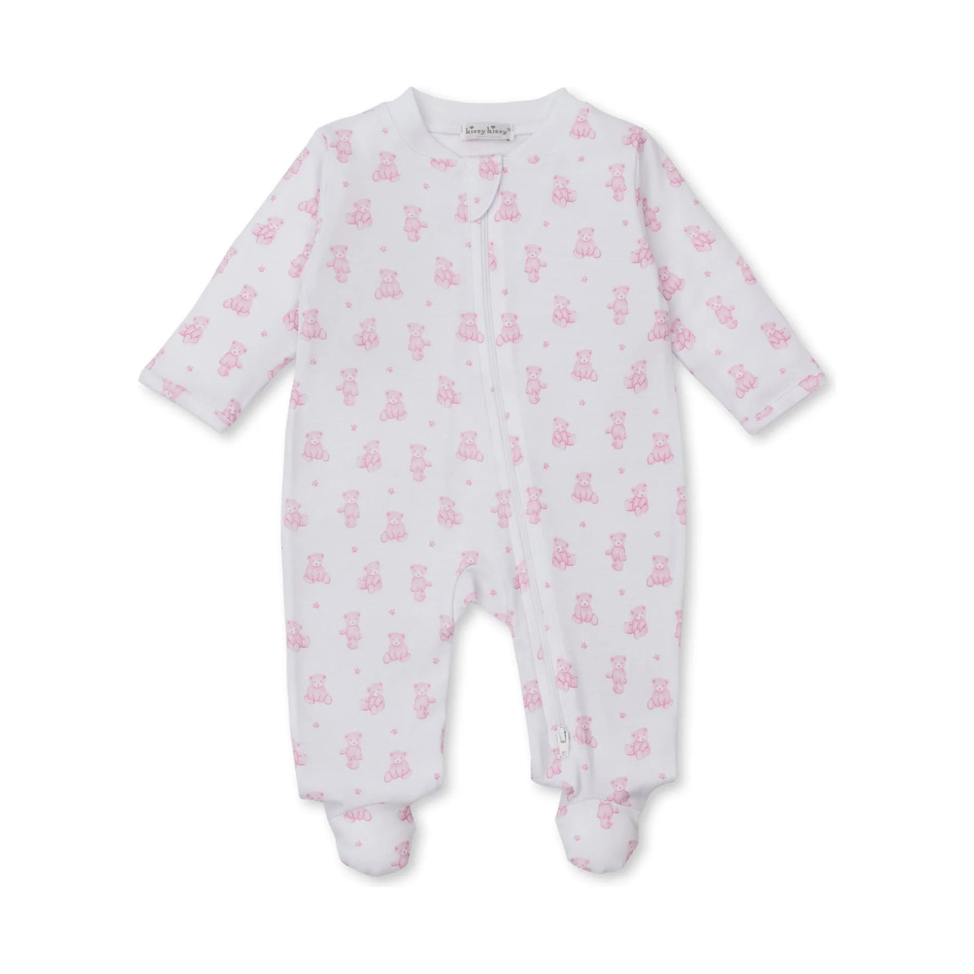 Light Pink Teddy Bear Time Zip Footie