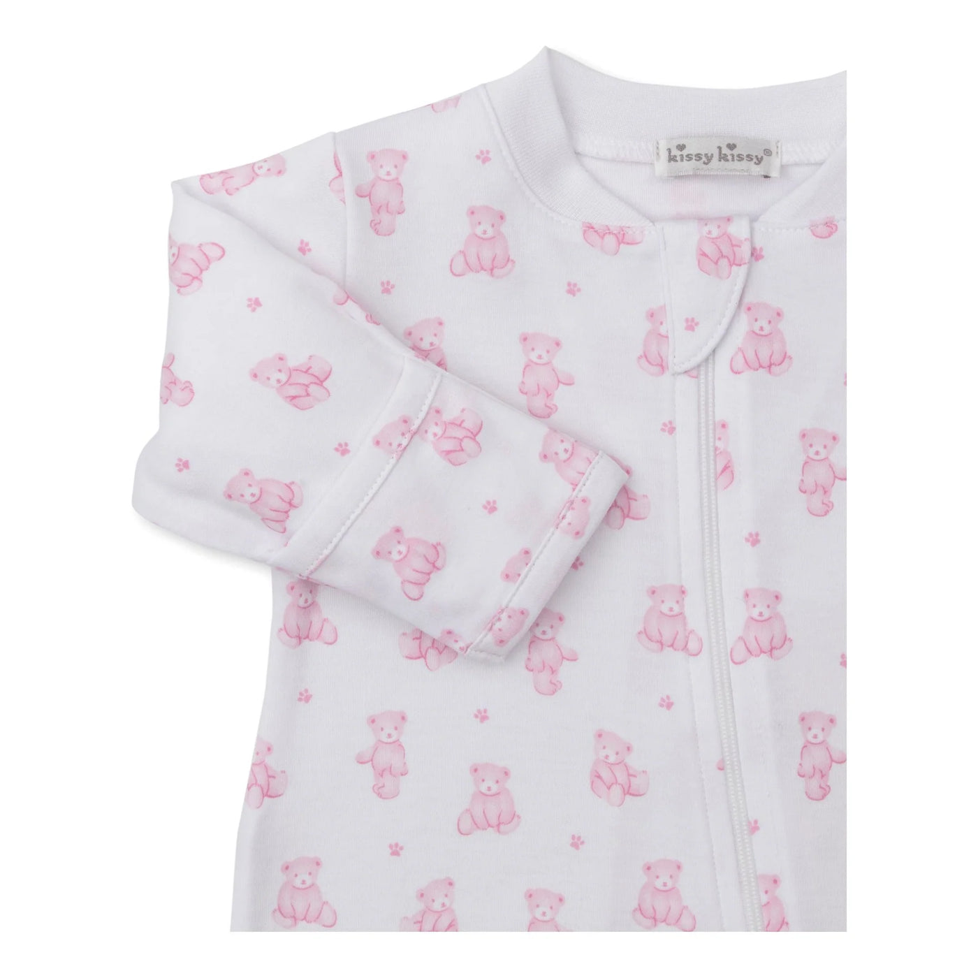 Light Pink Teddy Bear Time Zip Footie