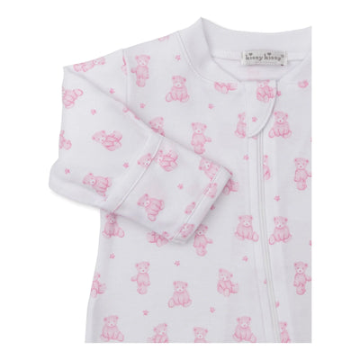 Light Pink Teddy Bear Time Zip Footie