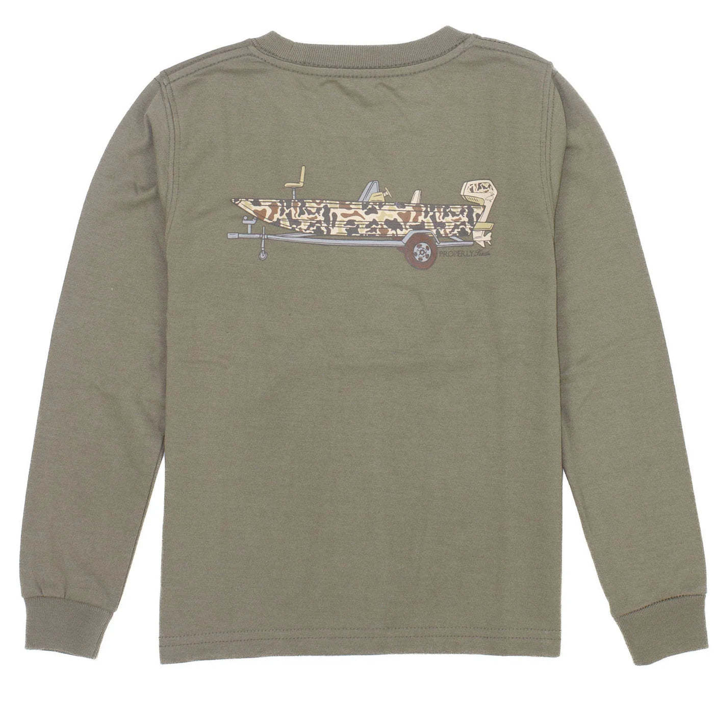 Long Sleeve Camo Boat Tee- Tan