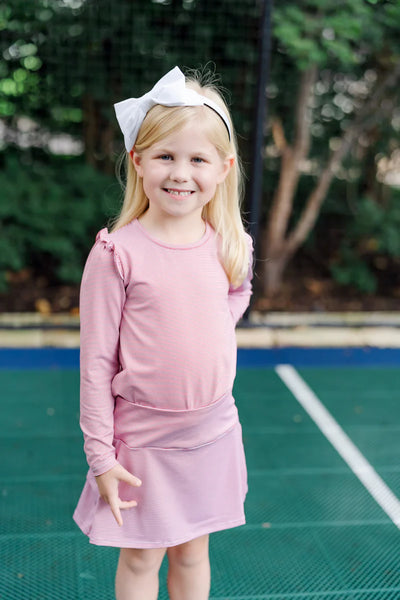 Red Stripes Mia Girls' Longsleeve Performance Top by LH Sport