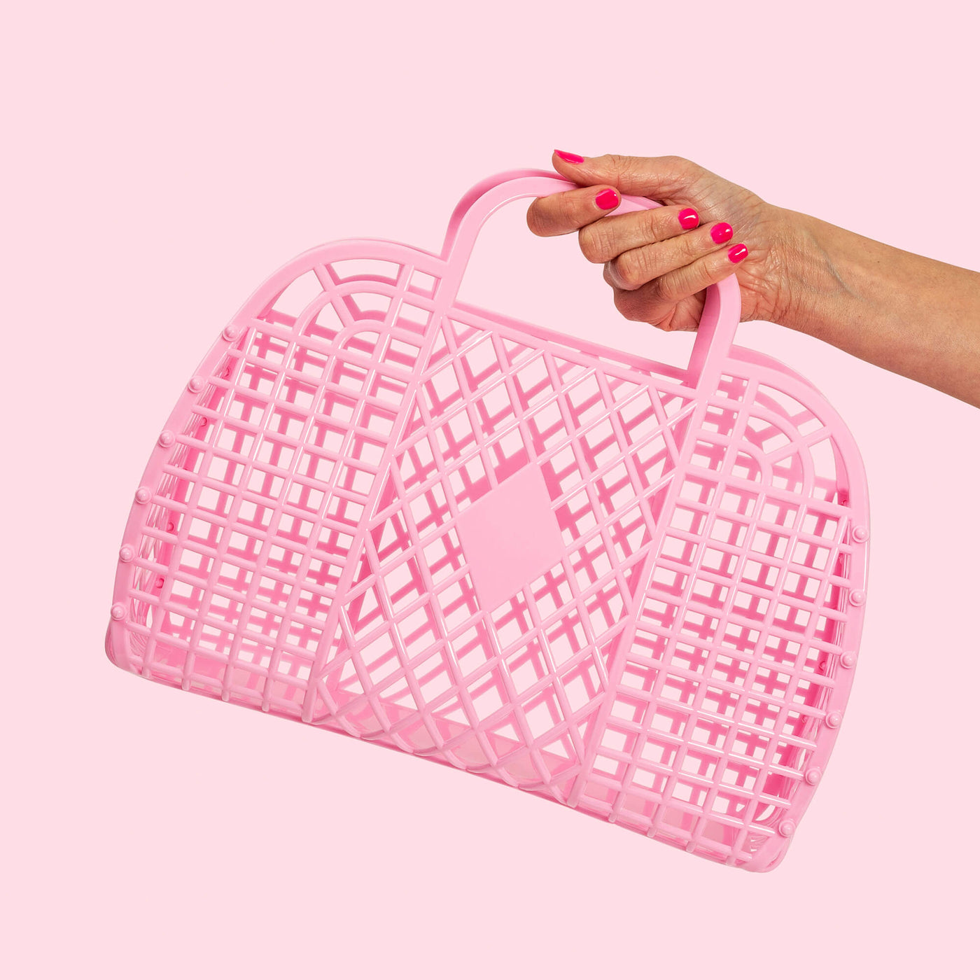 Large Retro Basket- Bubblegum Pink