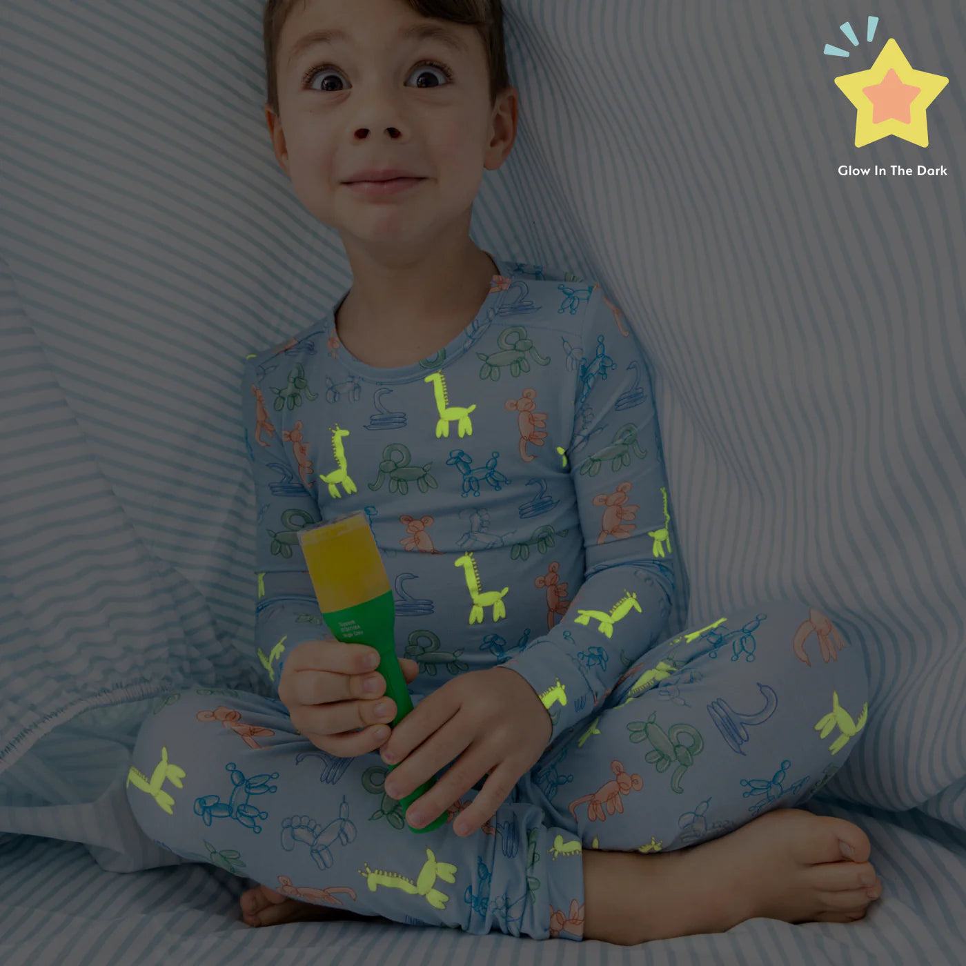 Blue Party Animals Glow in the Dark Modal Long Sleeve Pajamas