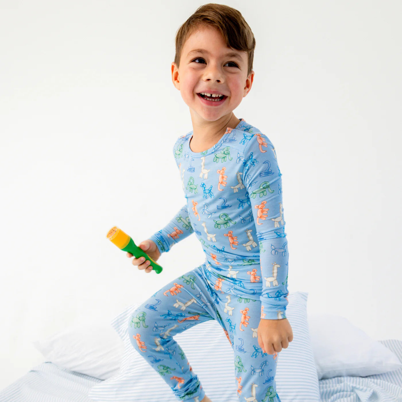Blue Party Animals Glow in the Dark Modal Long Sleeve Pajamas