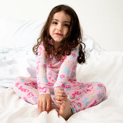 Pink Party Animals Glow in the Dark Modal Long Sleeve Pajamas