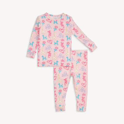 Pink Party Animals Glow in the Dark Modal Long Sleeve Pajamas