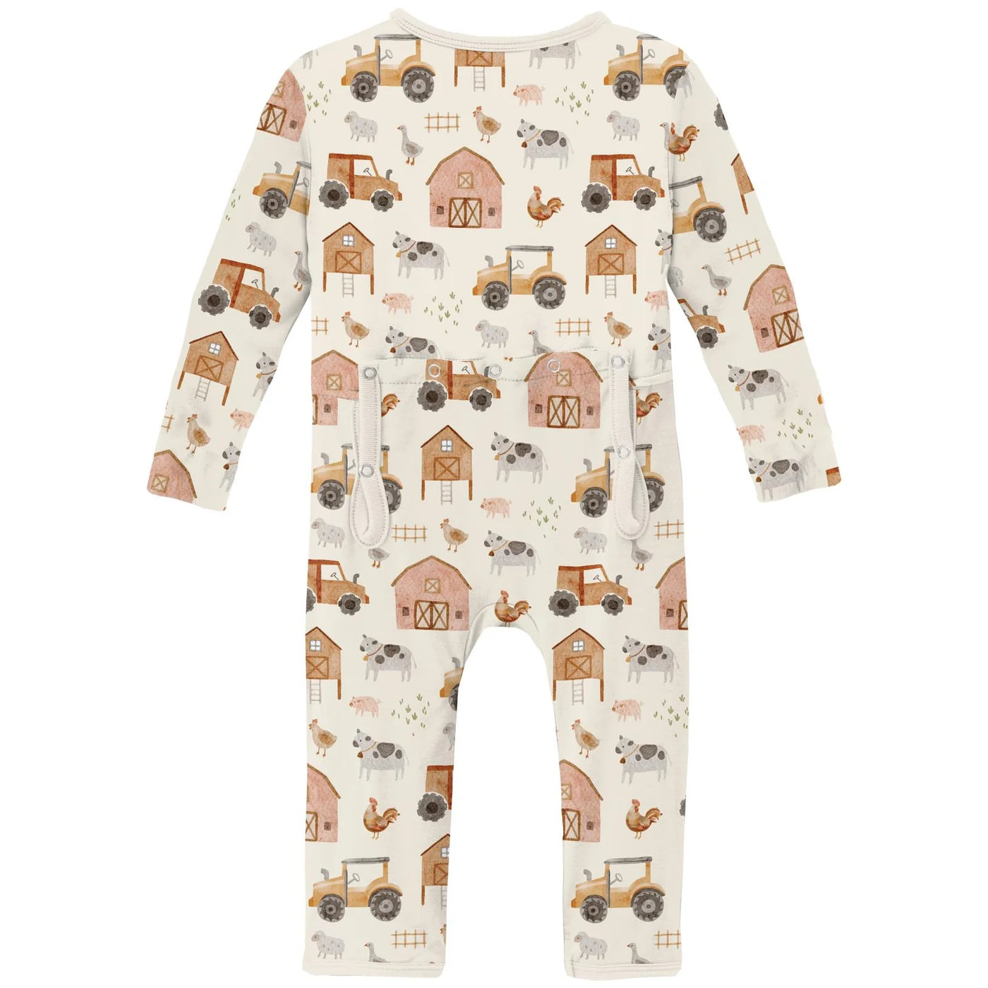 Natural Farm Life Print Coverall with 2 Way Zipper