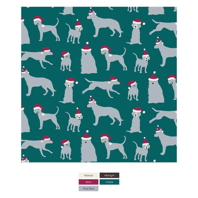 Cedar Santa Dogs Print Footie with 2 Way Zipper