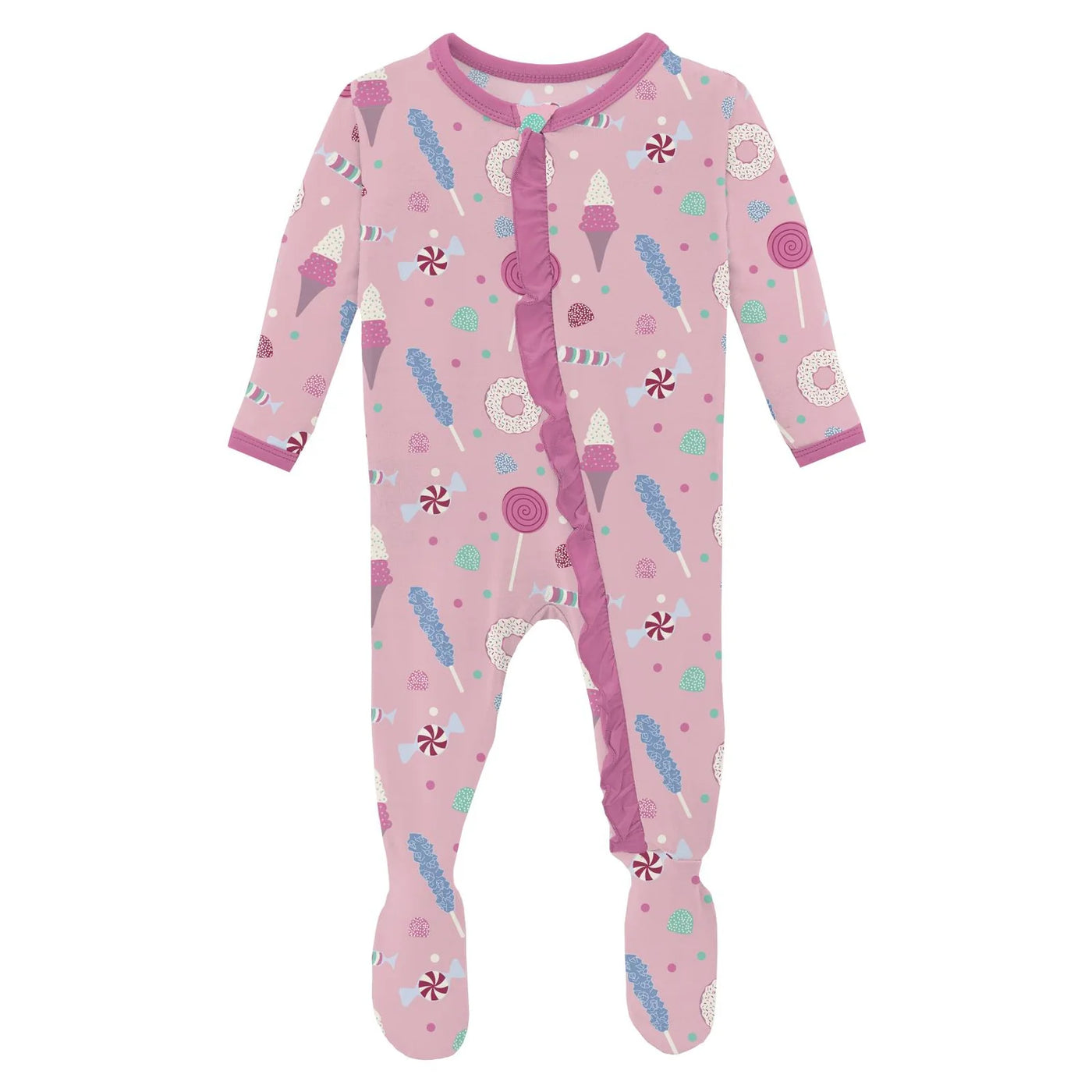 Cake Pop Candy Dreams Print Classic Ruffle Footie with 2 Way Zipper