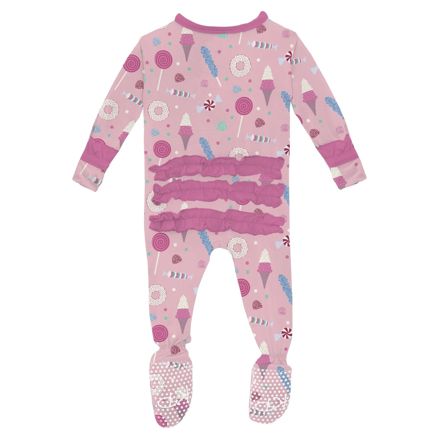 Cake Pop Candy Dreams Print Classic Ruffle Footie with 2 Way Zipper