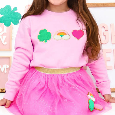 Pink Lucky Treats Patch St. Patrick's Day Sweatshirt