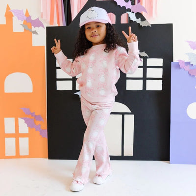Coquette Ghost Halloween Sweatshirt - Pink