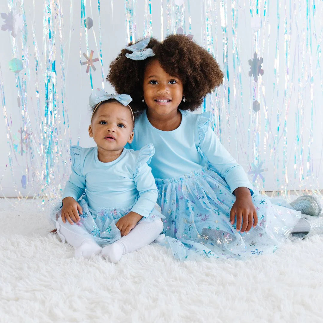 Sweet Wink Baby Girls Snow Princess Iridescent Long Sleeve Tutu Bodysuit