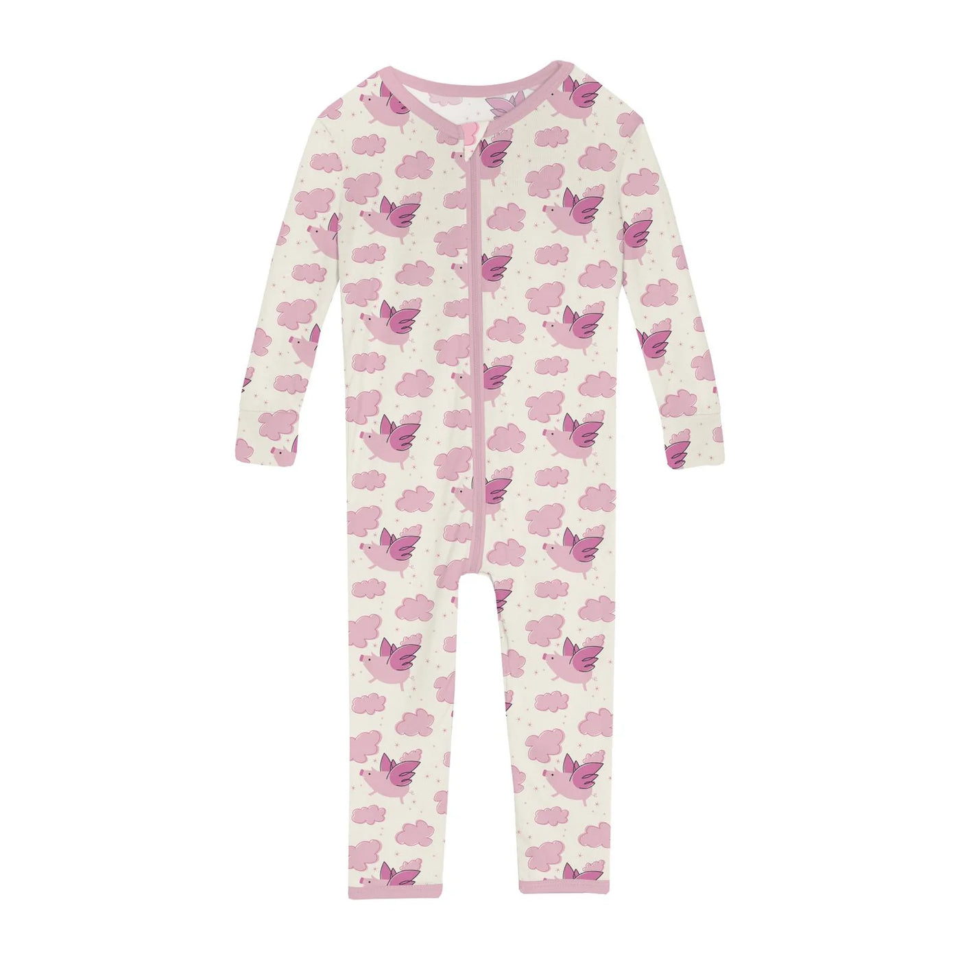 Natural Flying Pigs Print Convertible Sleeper with Zipper