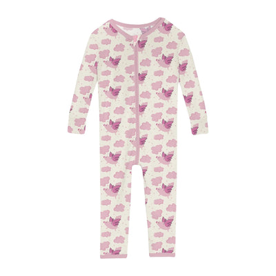 Natural Flying Pigs Print Convertible Sleeper with Zipper