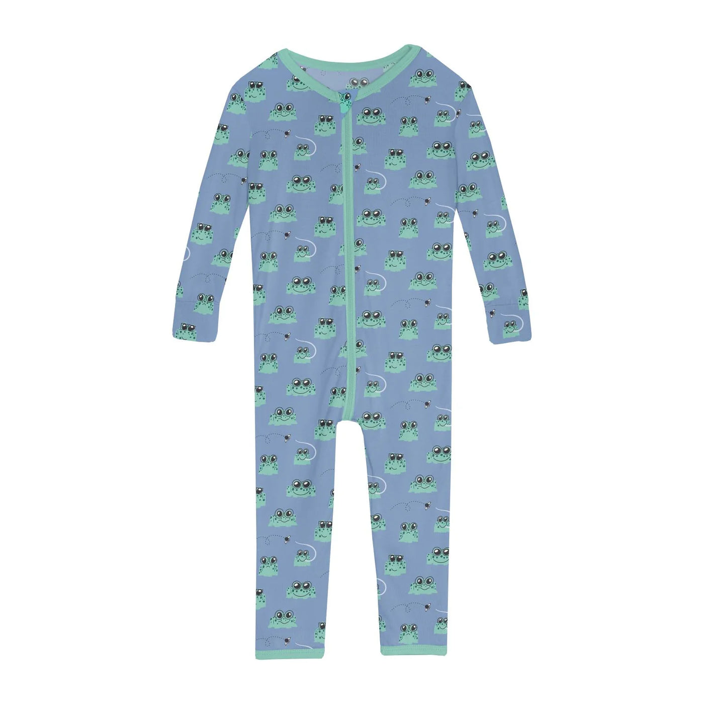 Dream Blue Bespeckled Frogs Print Convertible Sleeper with Zipper