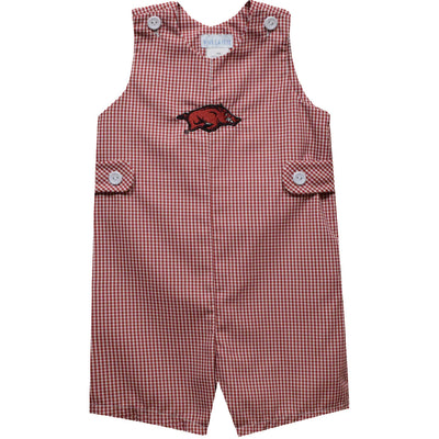 Arkansas Razorbacks Embroidered Red Gingham Boys Jon Jon