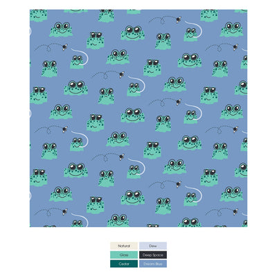 Dream Blue Bespeckled Frogs Print Convertible Sleeper with Zipper