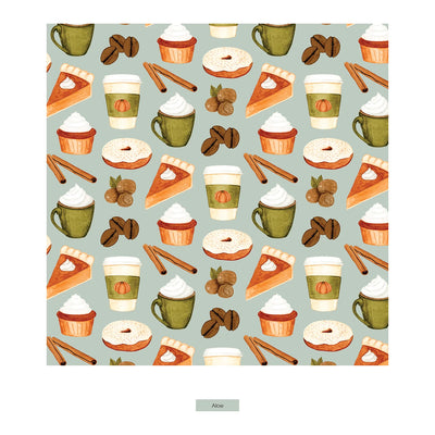 Print Long Sleeve Pajama Set- Aloe Pumpkin Spice
