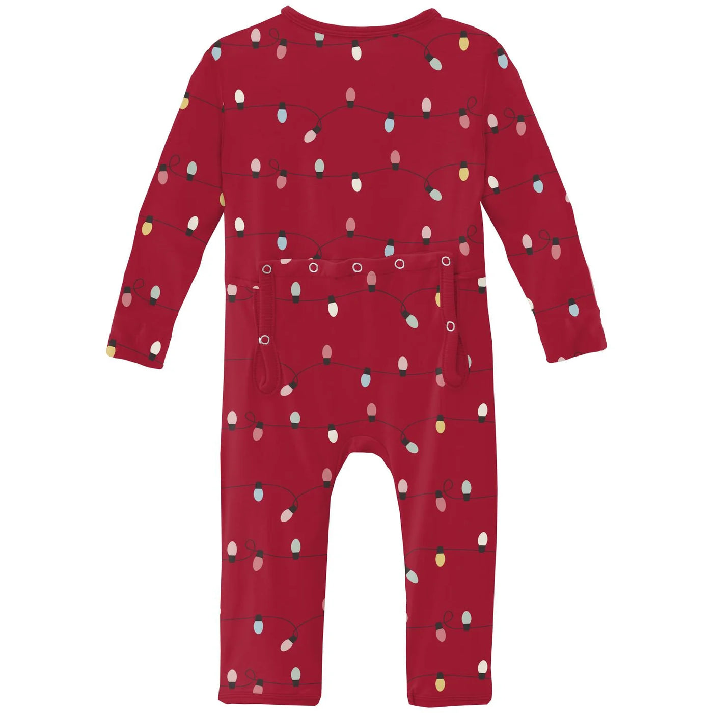 Print Coverall with 2 Way Zipper- Crimson Holiday Lights