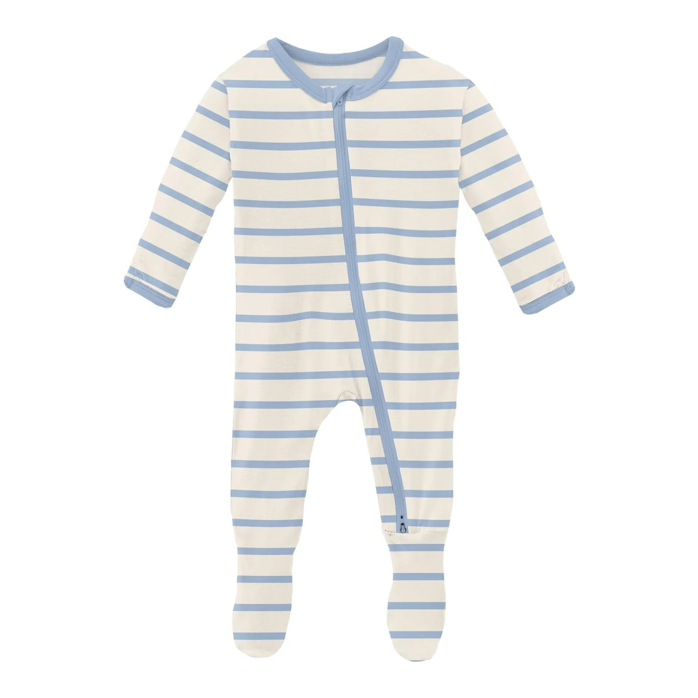 Pond Sweet Stripe Print Footie with 2 Way Zipper