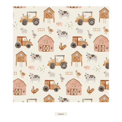 Natural Farm Life Print Coverall with 2 Way Zipper