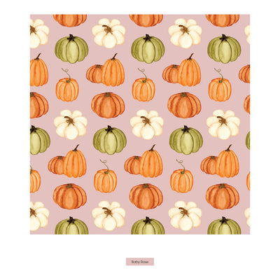 Print Long Sleeve Pajama Set in Baby Rose Pumpkin Patch