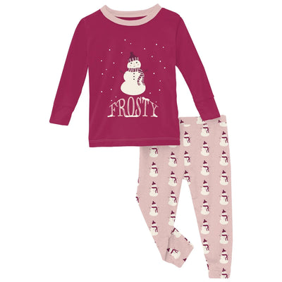 Baby Rose Tiny Snowman Long Sleeve Graphic Tee Pajama Set