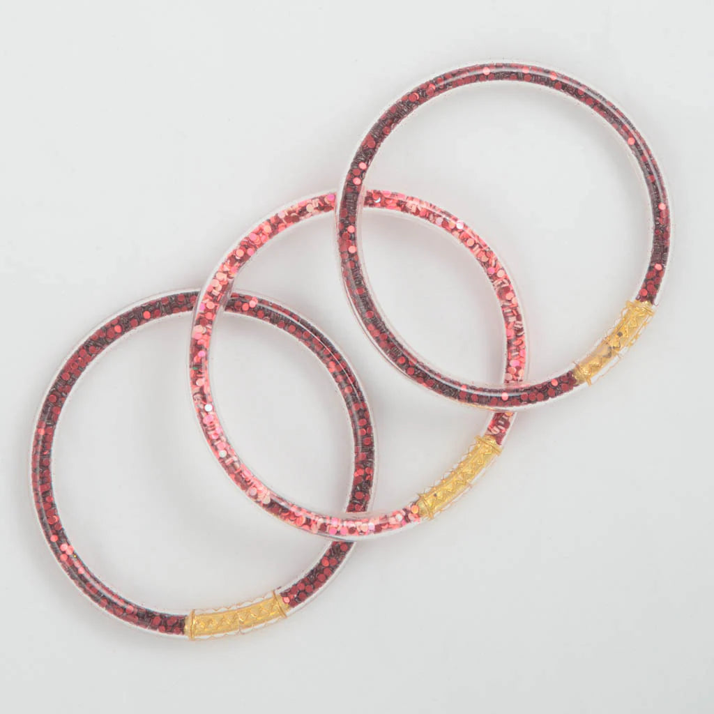 Red Glitter Bracelets Set of 3- Toddler