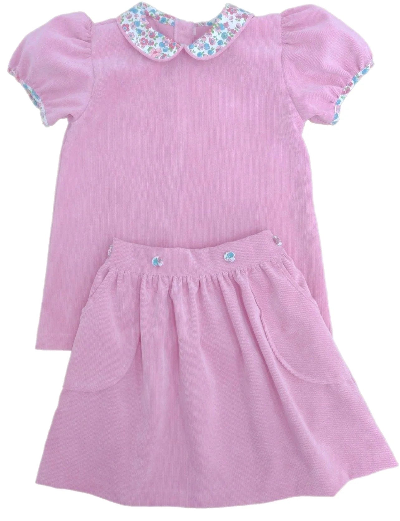 Pink Cord Madeline Skirt Set