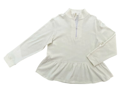 Cream Peplum Knit 1/4 Zip Pullover