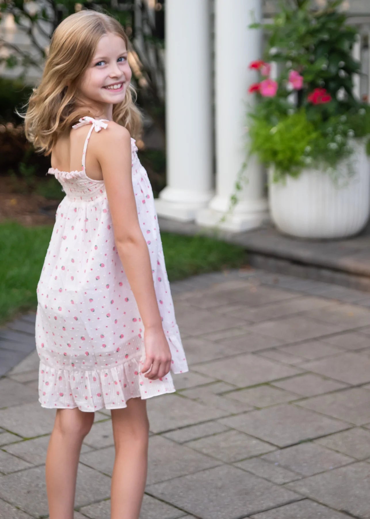 Strawberry Swiss Dot Libby Dress