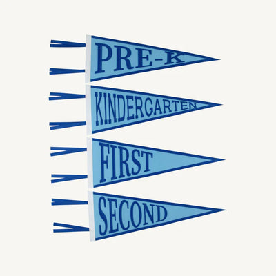 Brookline Blue with Rockefeller Royal and Worth Avenue White Picture Perfect Pennants