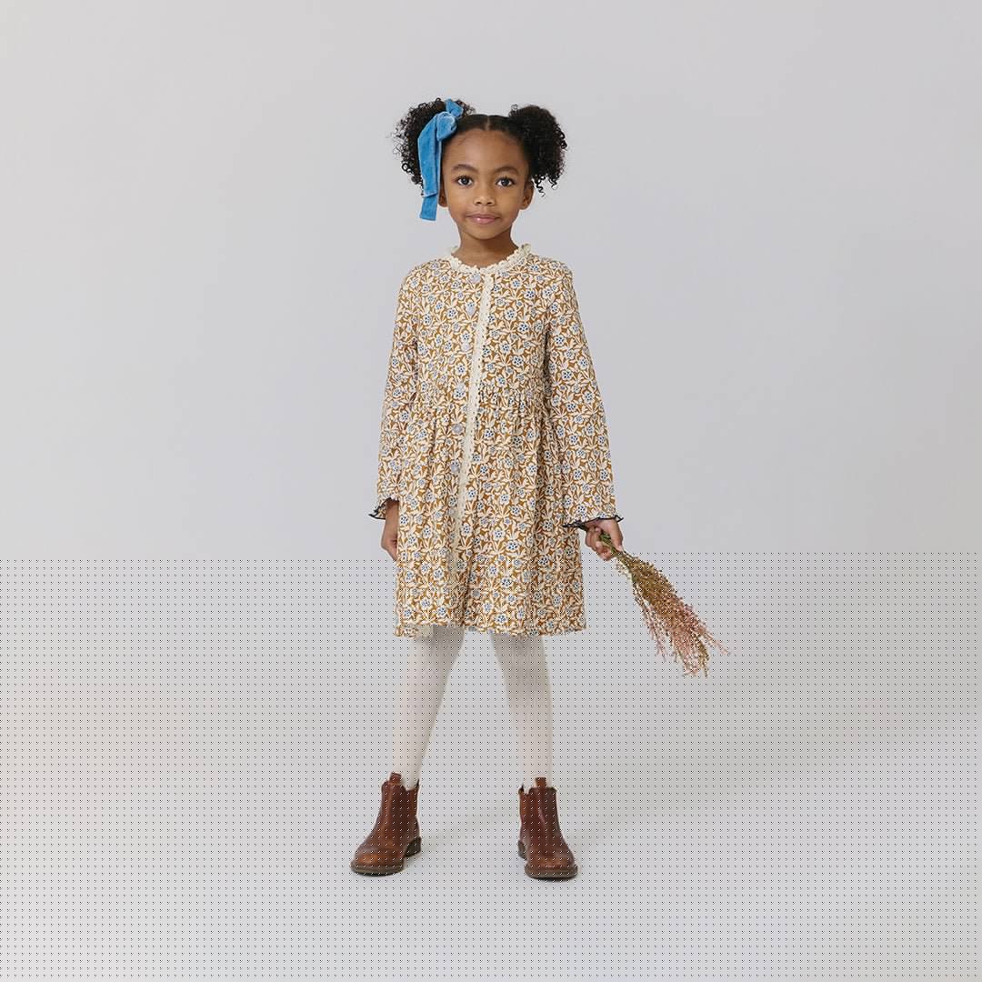 Autumn Dress- Gold Climbing Floral