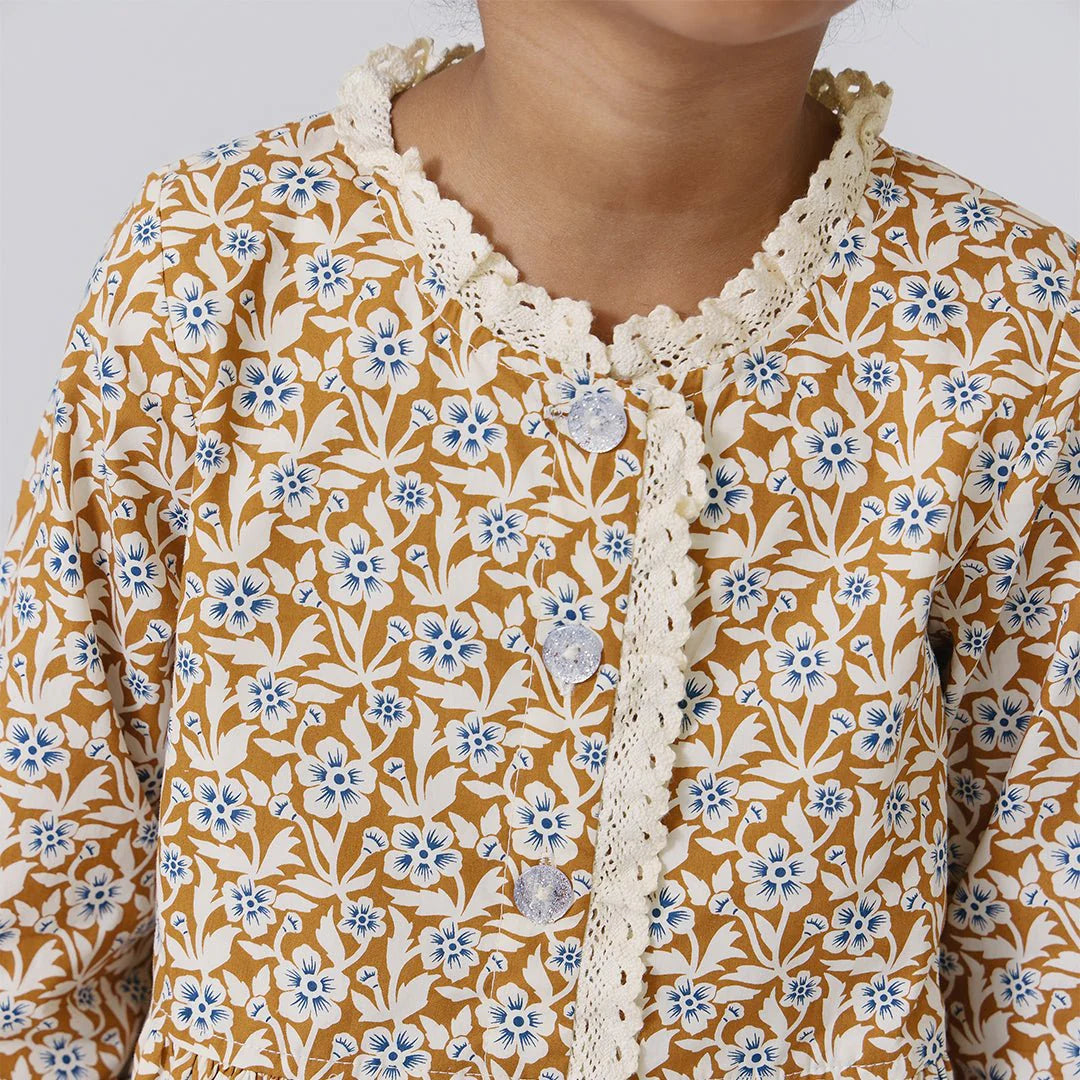 Autumn Dress- Gold Climbing Floral