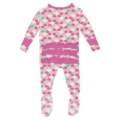 Tulip Scales Print Classic Ruffle Footie with 2 Way Zipper