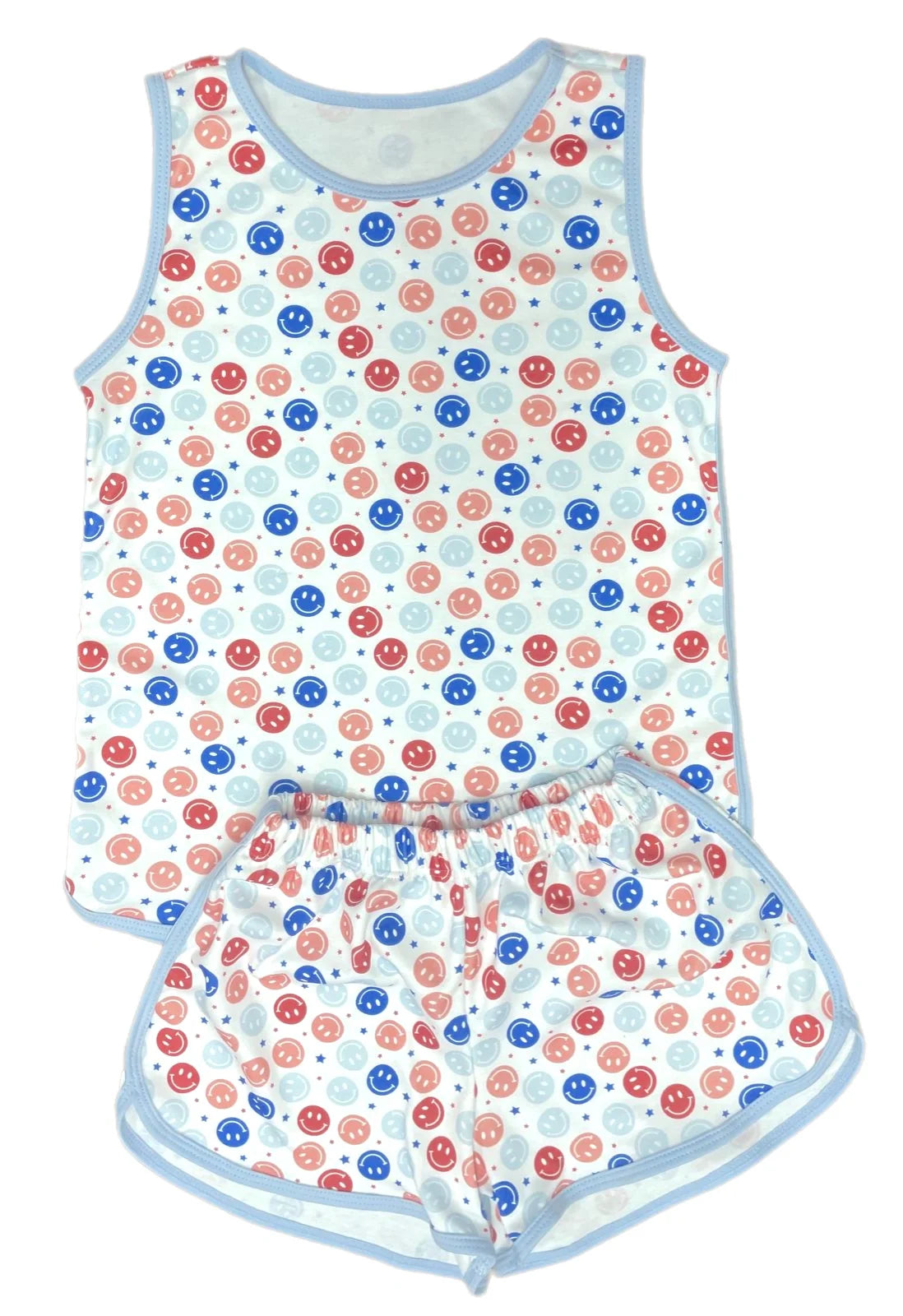 Tank Pima Lounge Set- Red, White, and Blue Smiley