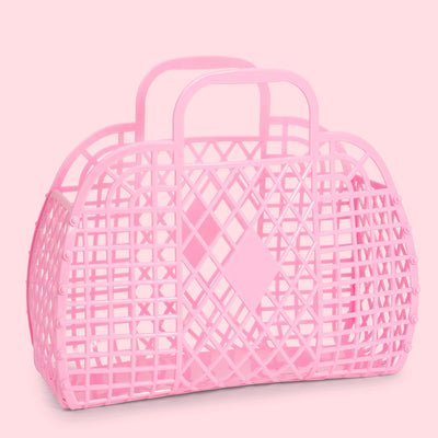 Large Retro Basket- Bubblegum Pink