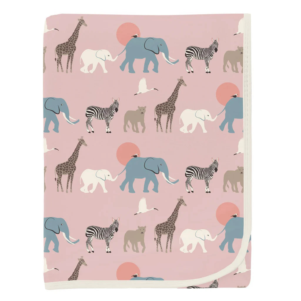 Baby Rose Just So Animals Print Swaddling Blanket