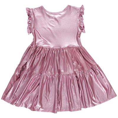 Girls Polly Dress - Light Pink Lame