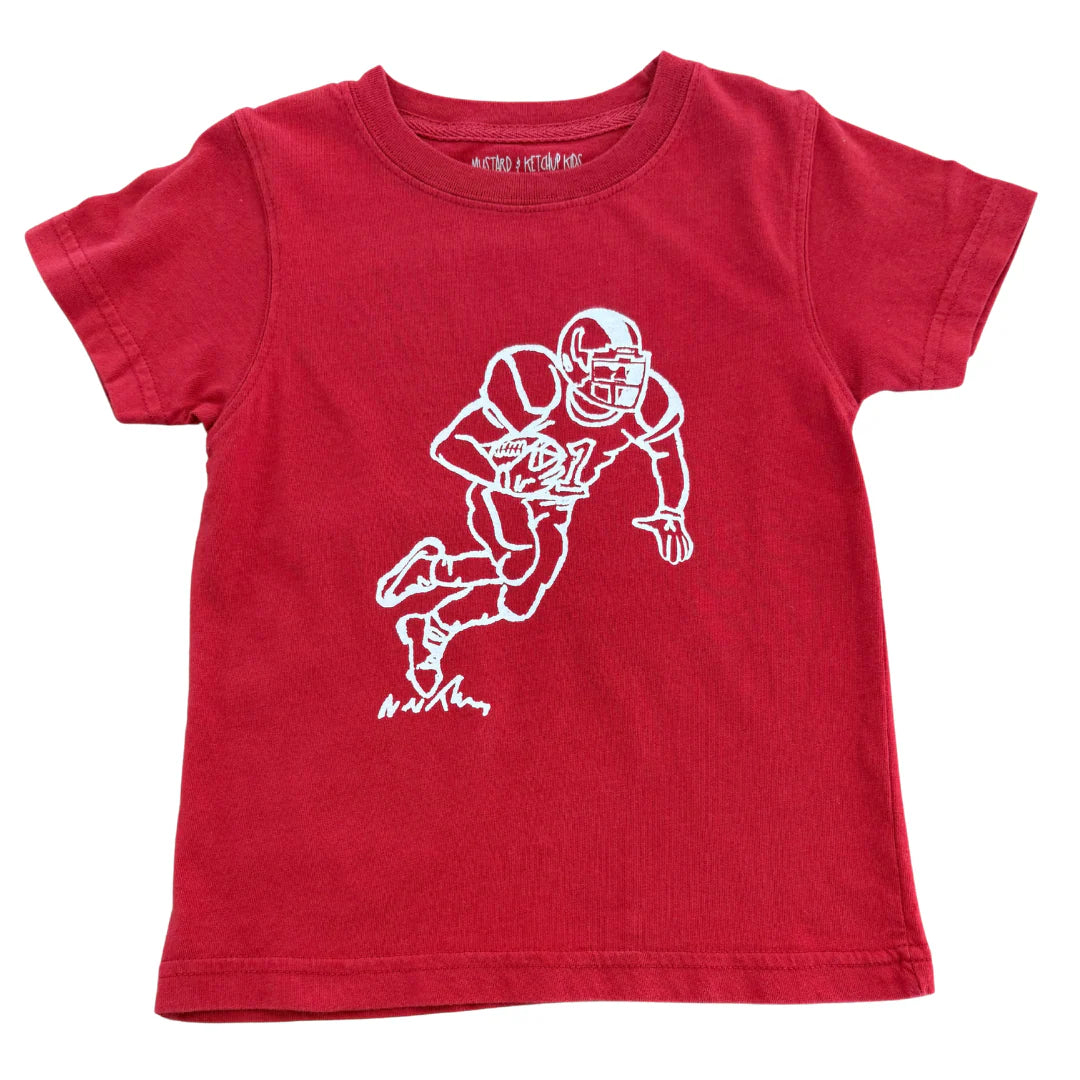 Red and White Football Player Tee